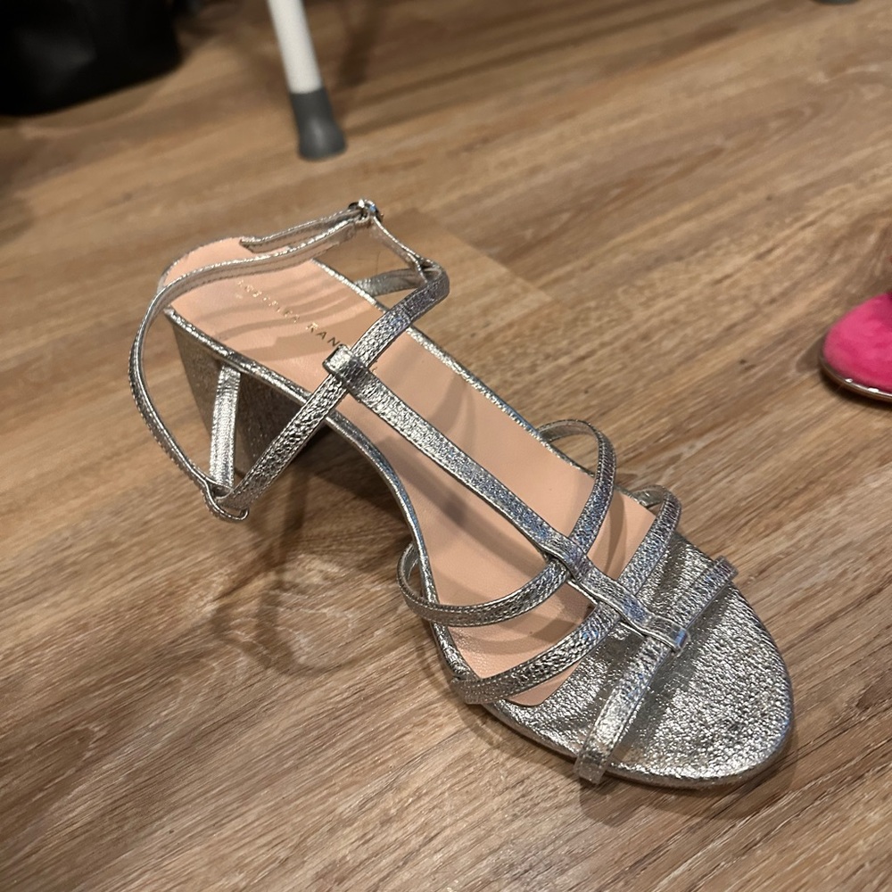 Loeffler Randall silver strappy sandals size 9